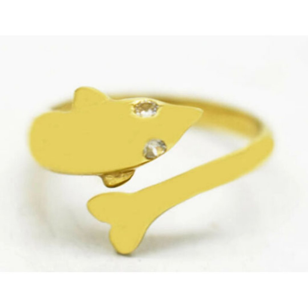 Dolphin Toe Ring 14k Solid Yellow Gold